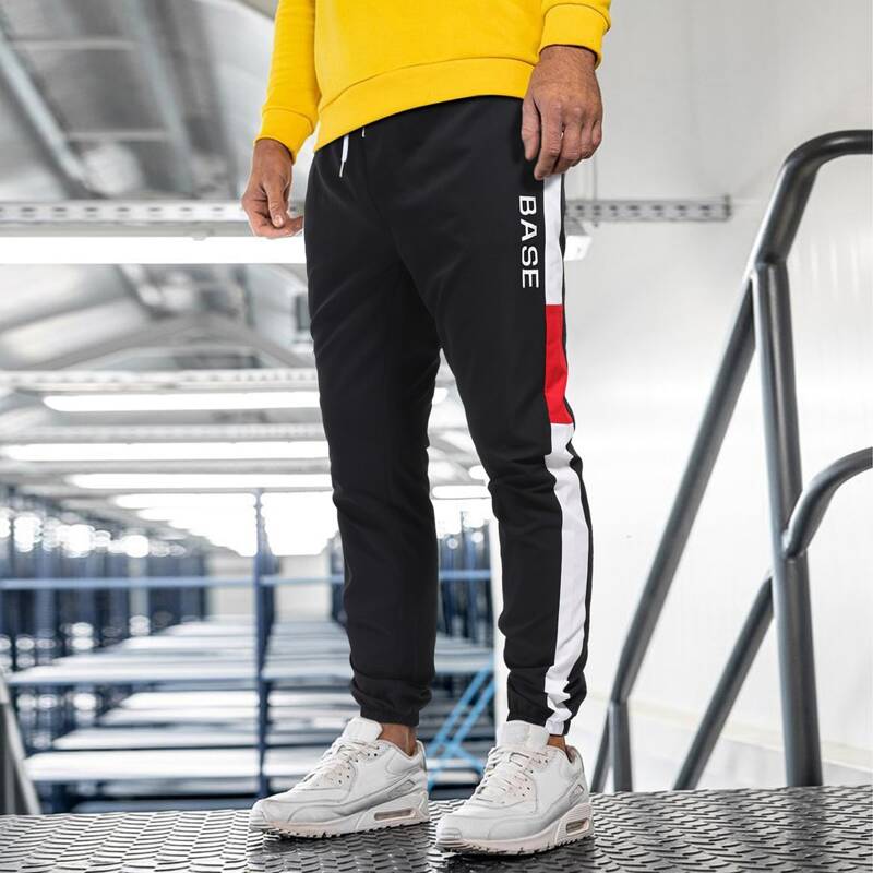 

Guys Letter Graphic Side Seam Drawstring Waist Pants, Black