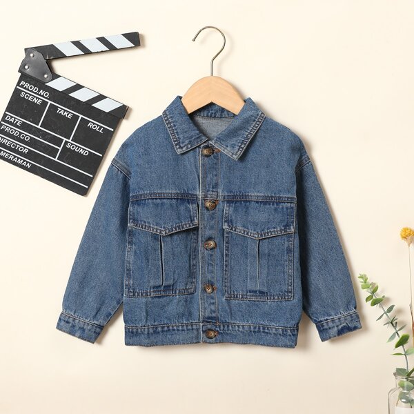 

Toddler Boys Cartoon Graphic Trucker Denim Jacket, Medium wash