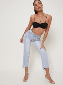 Clear Chunky Heeled Sandals - Apricot - View 3