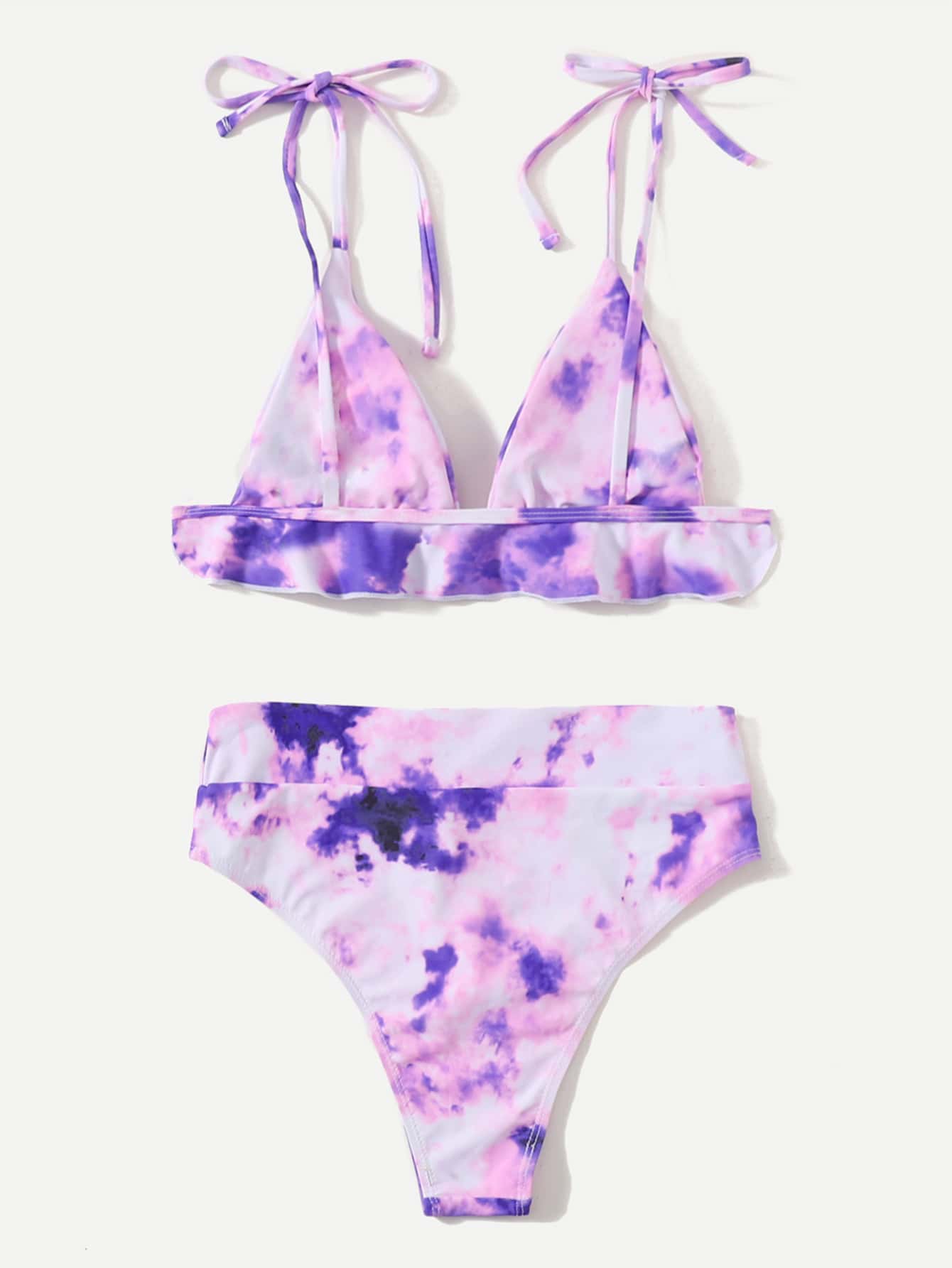 Tie Dye Ruffle Triangle Bikini