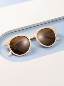 Round Frame Fashion Glasses For Summer Beach Vacation,Outdoor,Travel - Champagne - View 5