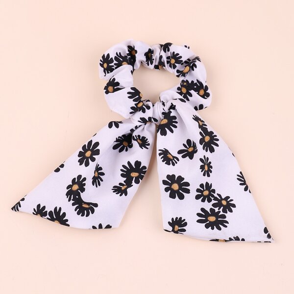 

Toddler Girls Flower Print Scarf Hair Tie, White