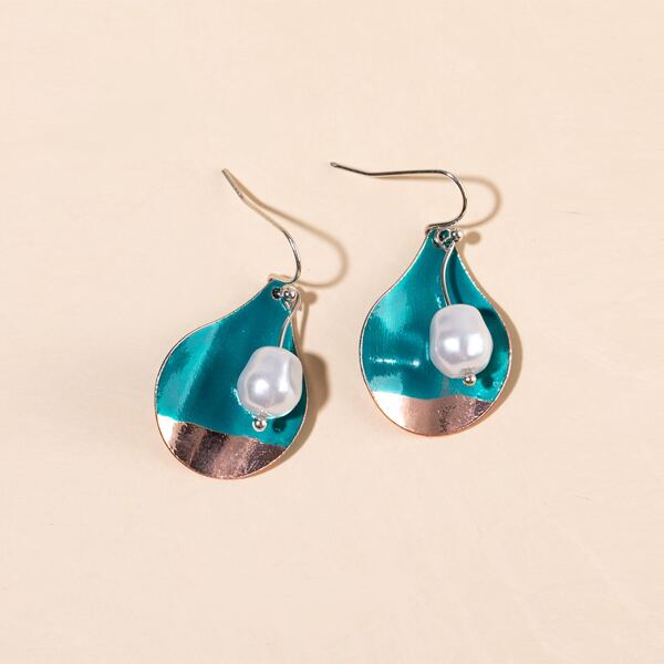 

Pearl Decor Water Drop Earrings, Green