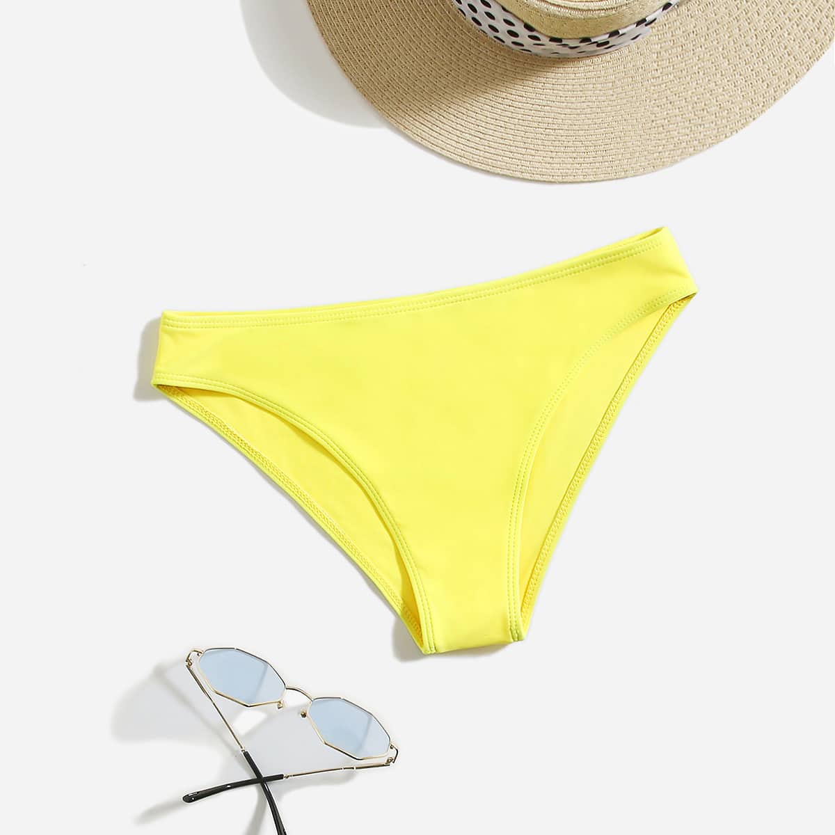 

Simple Solid Bikini Bottom, Yellow