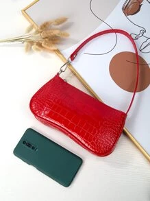 Crocodile Embossed Bag - Red - View 4