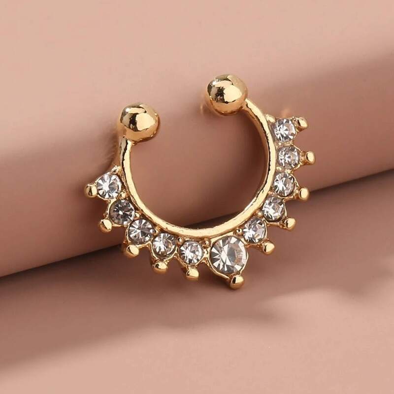 

Rhinestone Decor Nose Ring, Gold