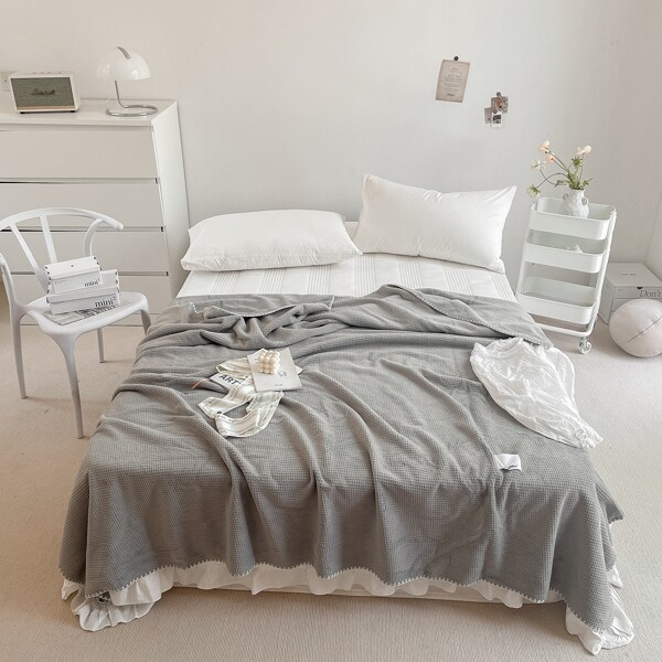 

1pc Solid Color Blanket, Grey
