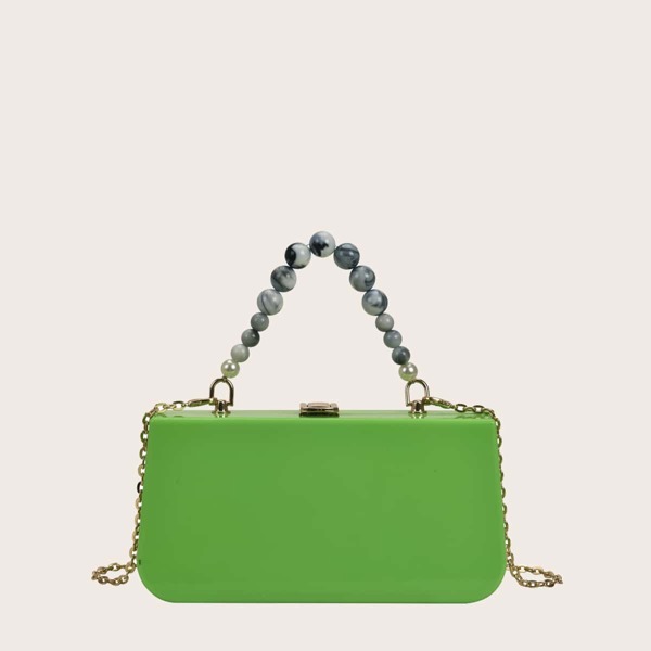 

Beaded Decor Box Bag, Green