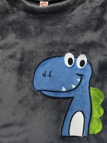 Toddler Boys Flannel Cartoon Embroidery Top & Trousers - Dark Grey - View 4