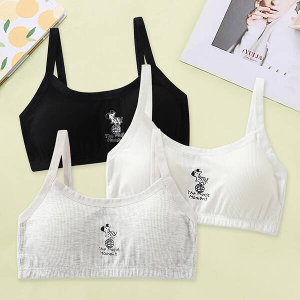

Girls 3pack Cartoon Graphic Bralette, Multicolor