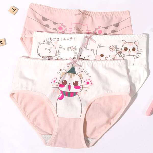 

Girls 3 Pack Cartoon Graphic Brief, Multicolor