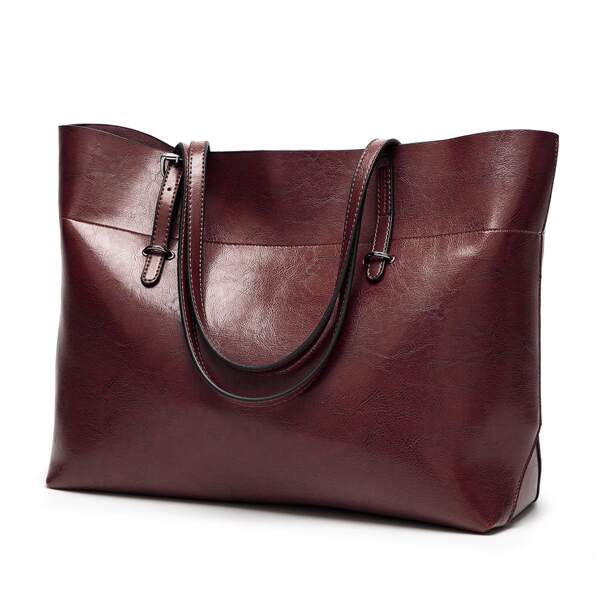 

Minimalist Large Capacity Tote Bag, Coffee brown