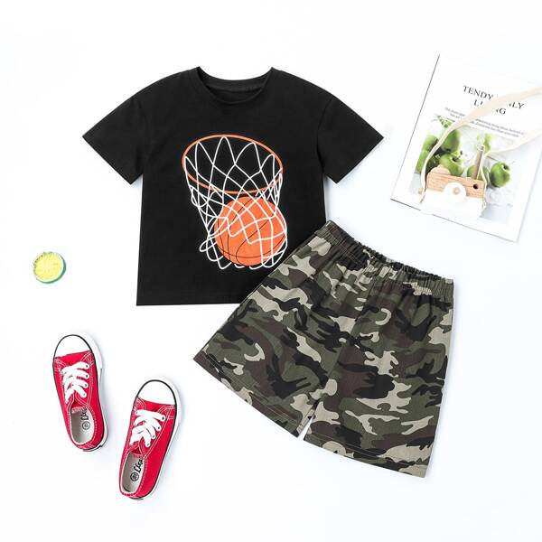 

Toddler Boys Basketball Tee With Camo Shorts, Multicolor