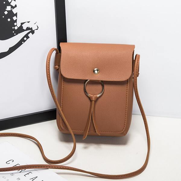 

Minimalist Flap Crossbody Bag, Brown
