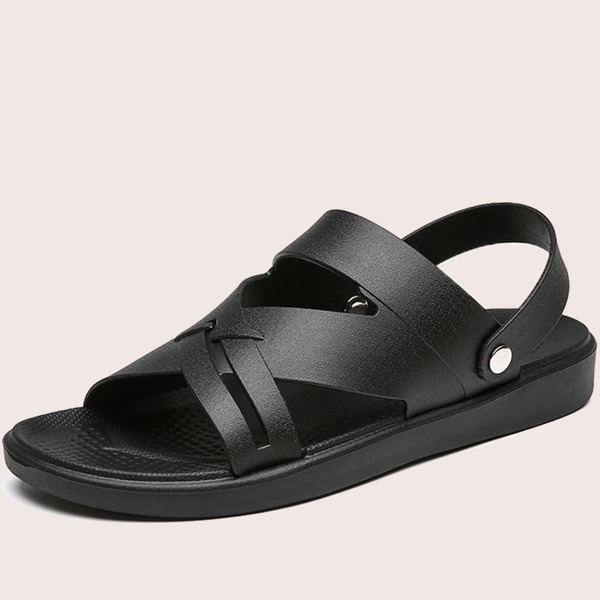

Men Hollow Out Slingback Sandals, Black