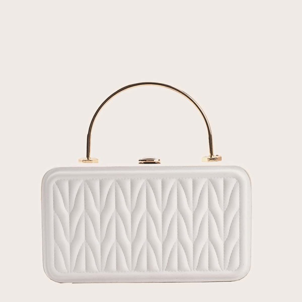 

Quilted Box Bag, White