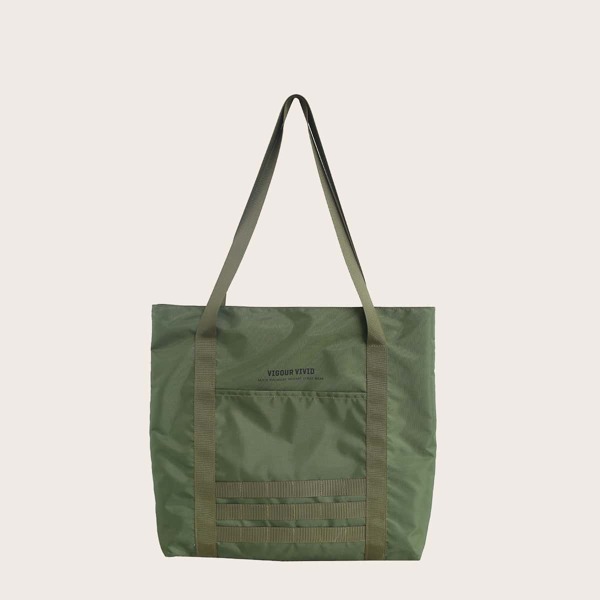 

Letter Graphic Large Capacity Tote Bag, Green