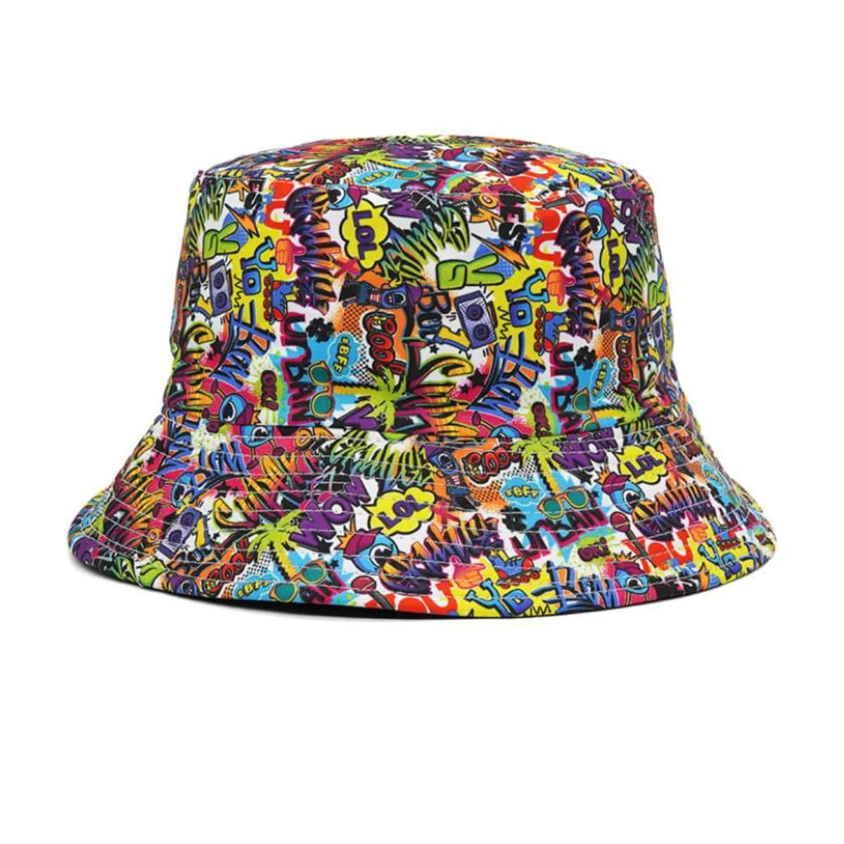 

Letter Graphic Bucket Hat, Multicolor
