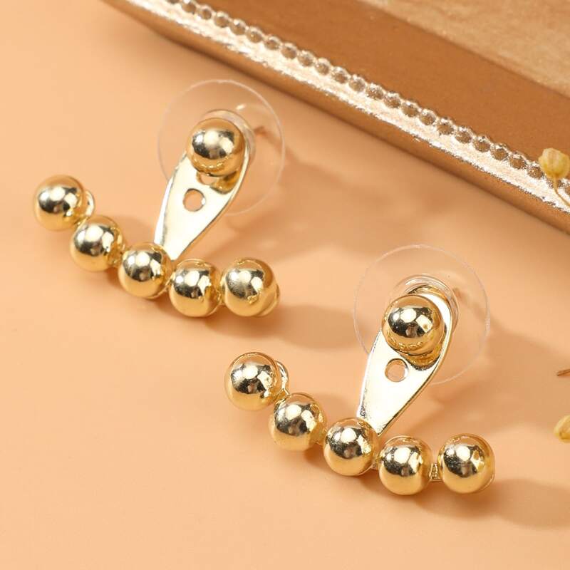 

Metal Ball Decor Earrings, Gold