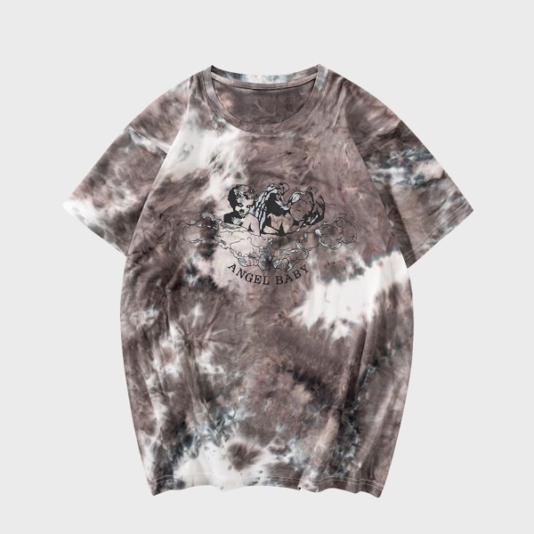 

Men Tie Dye Letter & Figure Graphic Tee, Multicolor