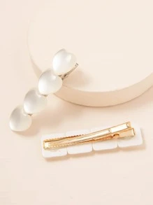 2 piezas Horquilla con adorno de corazón - Blanco - Ver 3