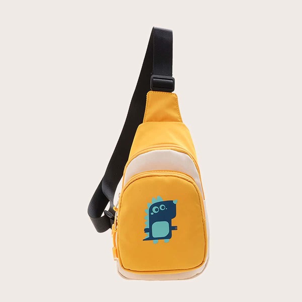 

Cartoon Dinosaur Graphic Sling Bag, Yellow