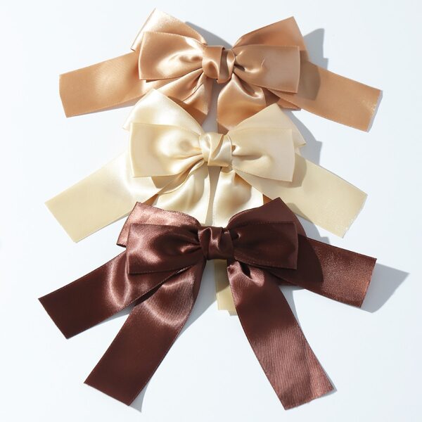 

3pcs Bow Decor Hair Clip, Multicolor