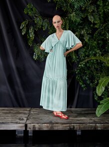 Meikearts Allover Print Flounce Sleeve Frill Trim Dress - Multicolor - View 3