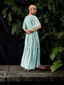 Meikearts Allover Print Flounce Sleeve Frill Trim Dress - Multicolor - View 2