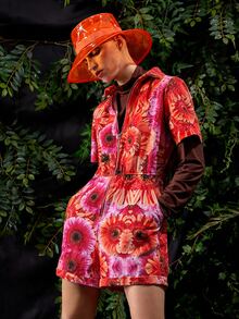 Meg Capaldi-Tallon 滿身花卉前紐扣反摺褲腳連身短褲 - 彩色 - 查看 3