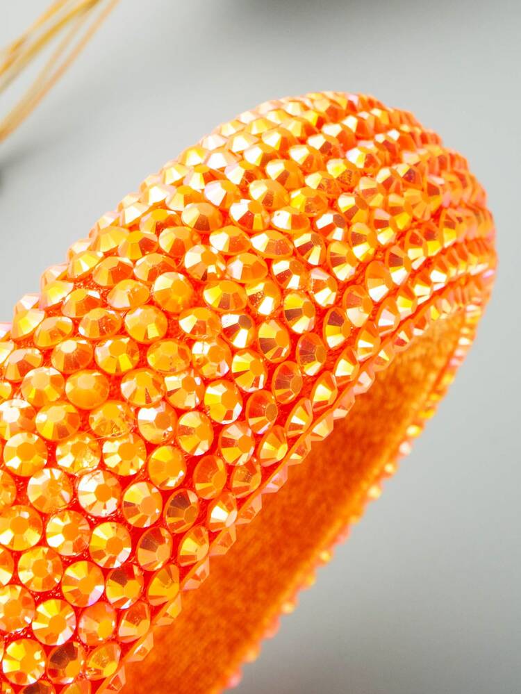 Rhinestone Decor Padded Headband - Orange - View 3