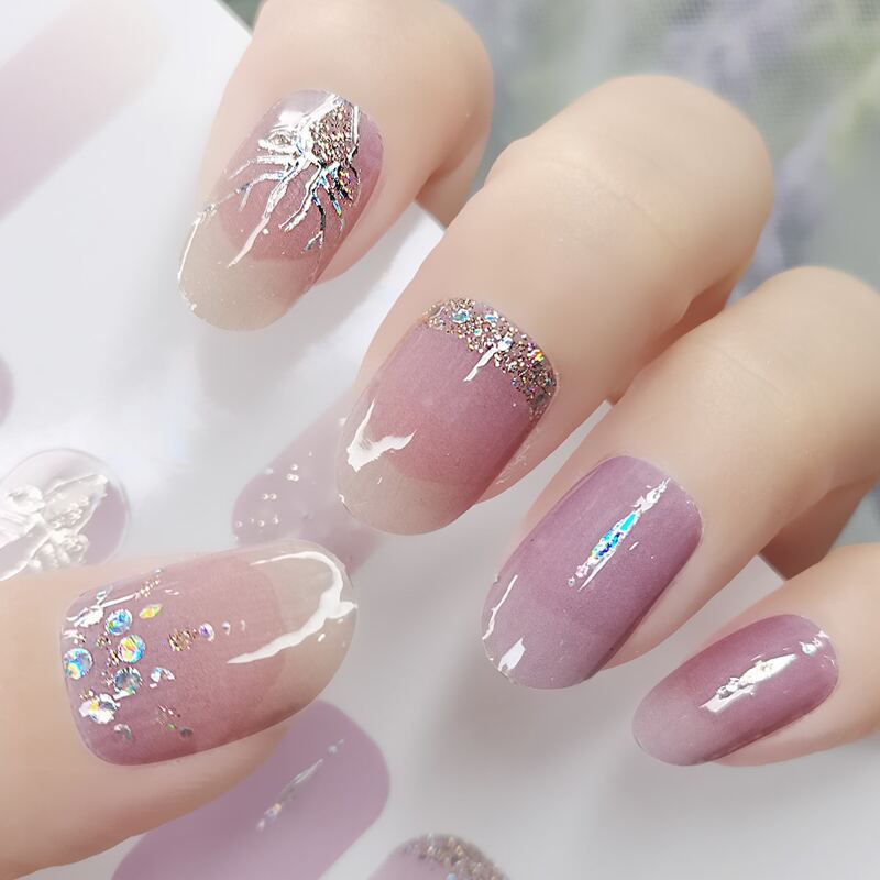 

1sheet Rhinestone Decor Nail Sticker, Purple