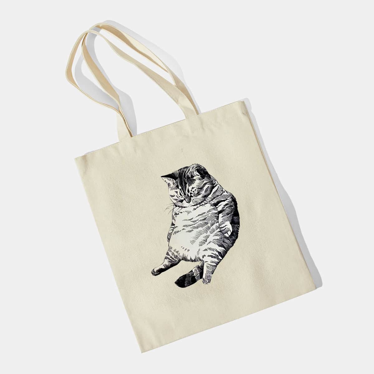 

Cat Graphic Shopper Bag, Beige