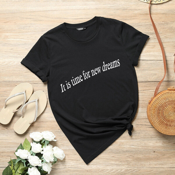 

Plus Slogan Graphic Tee, Black