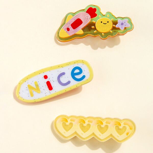 

3pcs Cartoon Hair Clip, Multicolor