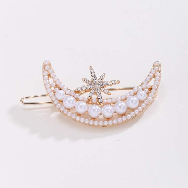 

Faux Pearl Decor Hair Clip, Gold