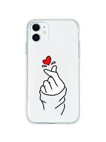 Funda para móvil dedo con corazón - transparente - Ver 1