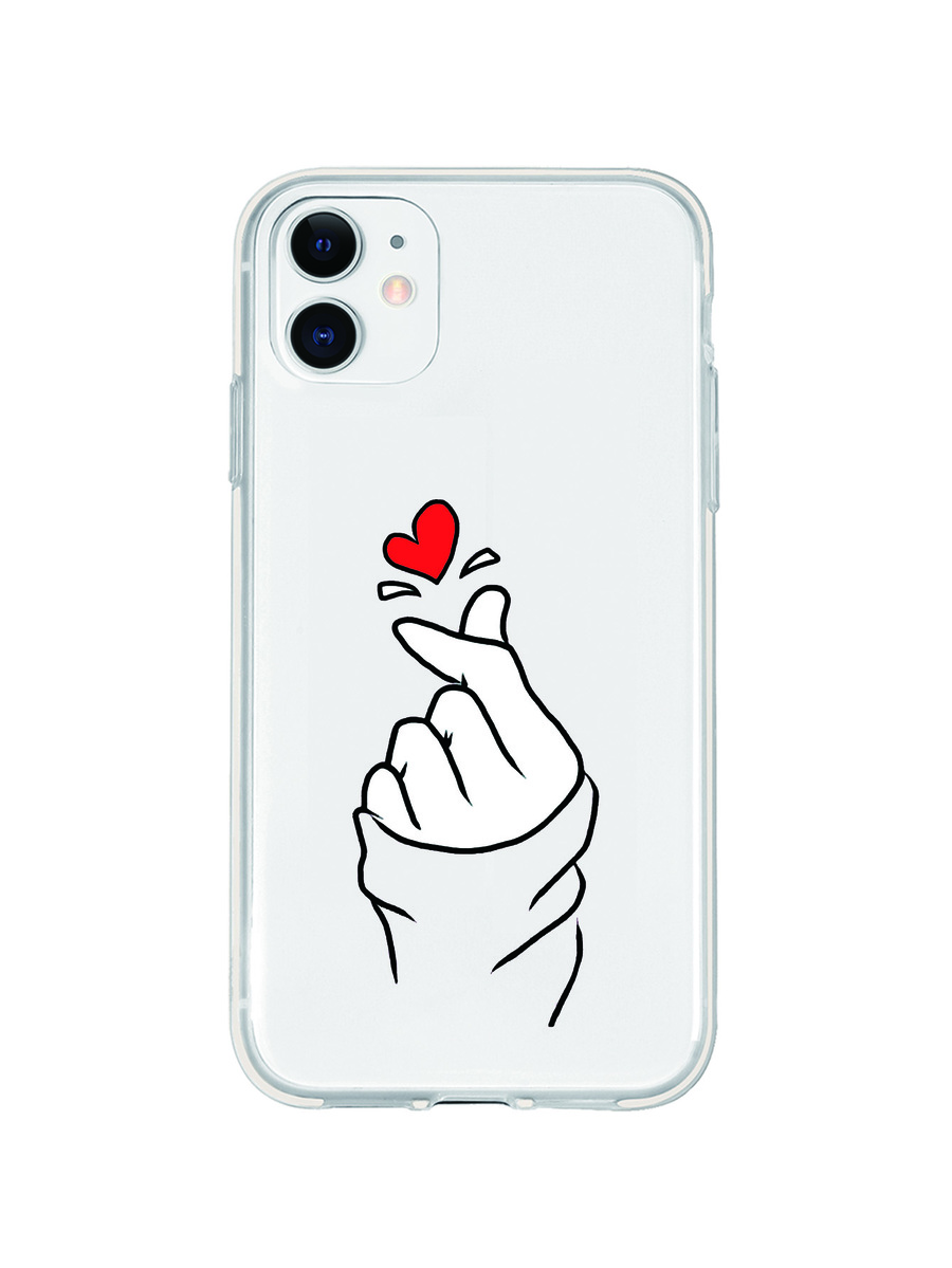 Funda para móvil dedo con corazón - transparente - Ver 1