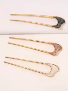 3pcs Simple Hair Pin Boho Gold Head Piece Hair Bun Hair Bun Maker Bun Hair Piece Hair Styling Pins, School Stuff, Hair Accessories - Multicolor - View 1