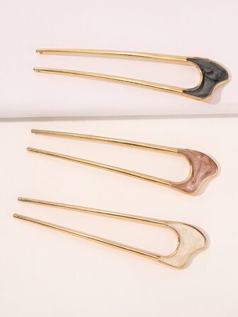 3 stuks eenvoudige haarspeld Boho gouden hoofdband haarknot haarknot maker knot haarstuk haarstylingspelden, schoolspullen