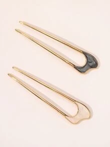 3pcs Simple Hair Pin Boho Gold Head Piece Hair Bun Hair Bun Maker Bun Hair Piece Hair Styling Pins, School Stuff, Hair Accessories - Multicolor - View 3