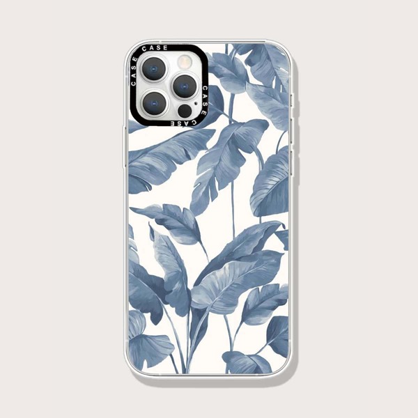 

Plant Print Phone Case, Blue and white