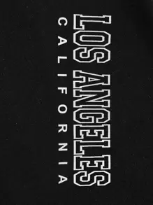 SHEIN Unity 字母圖案抽繩衛褲 - 黑色 - 查看 3