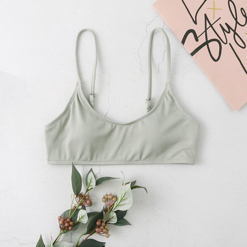 

Solid Rib Bikini Top, Light grey
