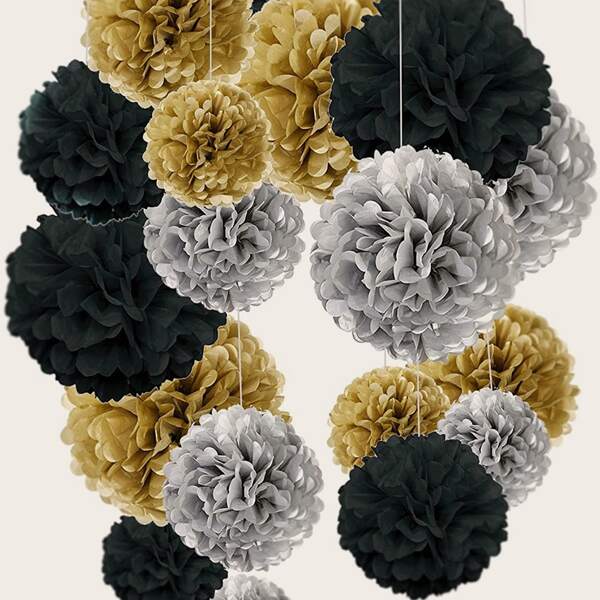 

18pcs Paper Flower Decoration, Multicolor