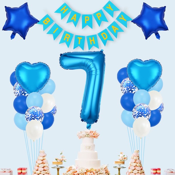 

31pcs 7th Birthday Decorative Balloon Set, Multicolor