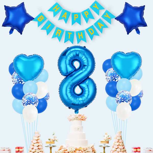 

31pcs 8th Birthday Decorative Balloon Set, Multicolor