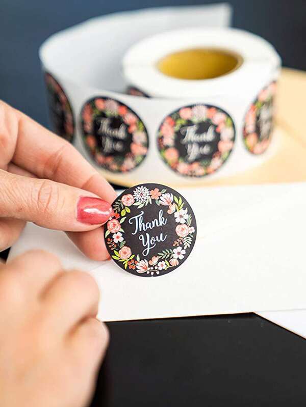 500pcs Flower & Slogan Graphic Gift Sticker