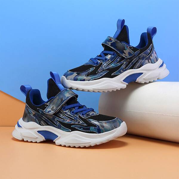 

Boys Camo Print Chunky Sneakers, Blue