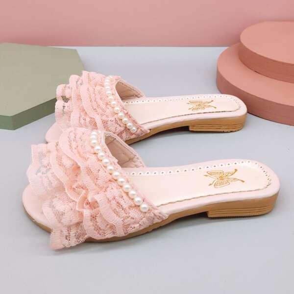 

Toddler Girls Layered Ruffle Slippers, Pink